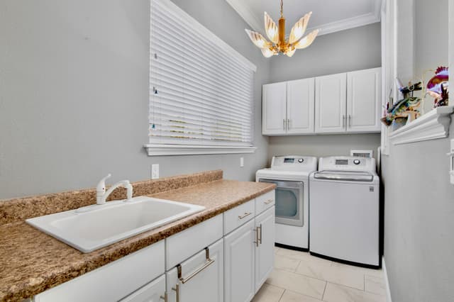 Laundry area with modern appliances