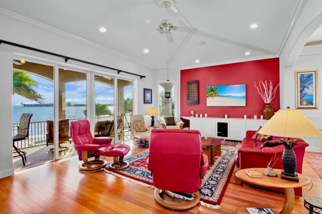 Bright living space with smart TV