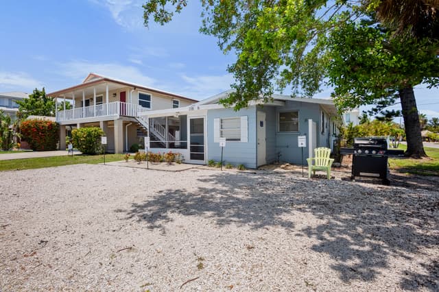 Exterior view of the property with convenient on-site parking.
