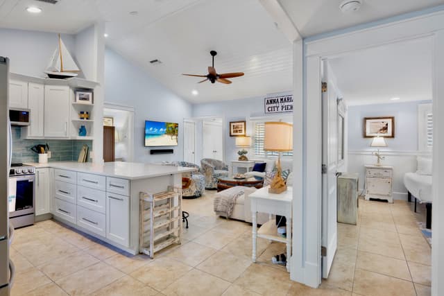 Bright living room for gatherings