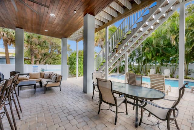 Outdoor dining table for family meals