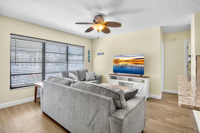 Bright living space with smart TV
