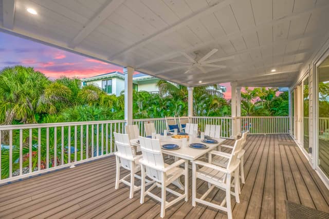 Main Floor Balcony Dining at Twilight
