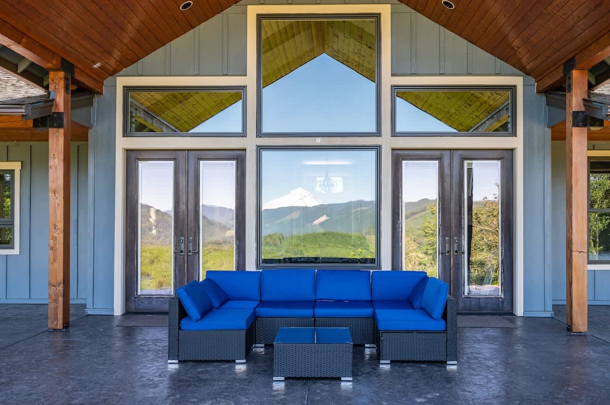 The back patio is perfect for summer nights overlooking the valley below. Did we mention the view?!