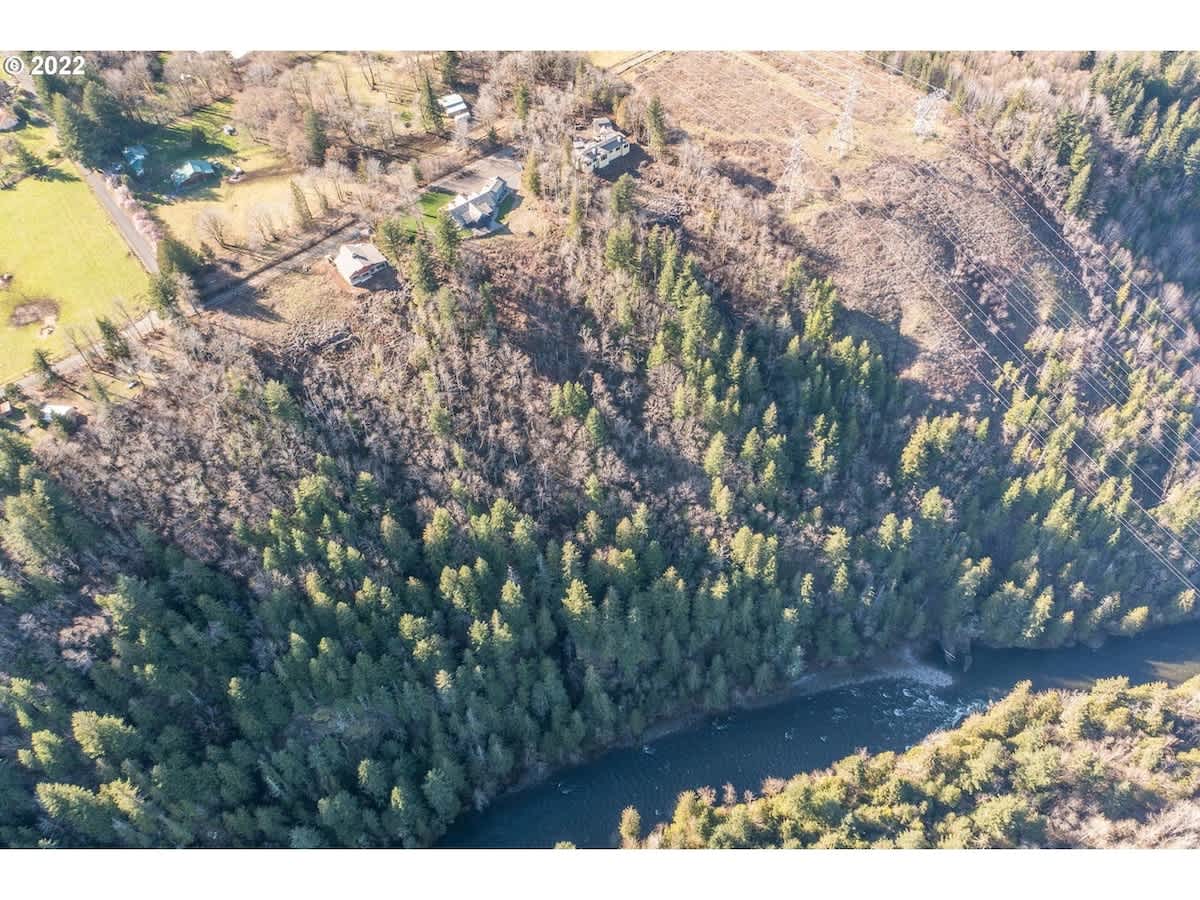 The Sandy River flows at the edge of the property.