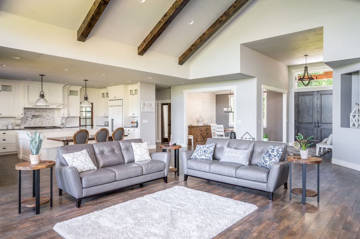 The open-concept floor plan is perfect for large groups and entertaining.