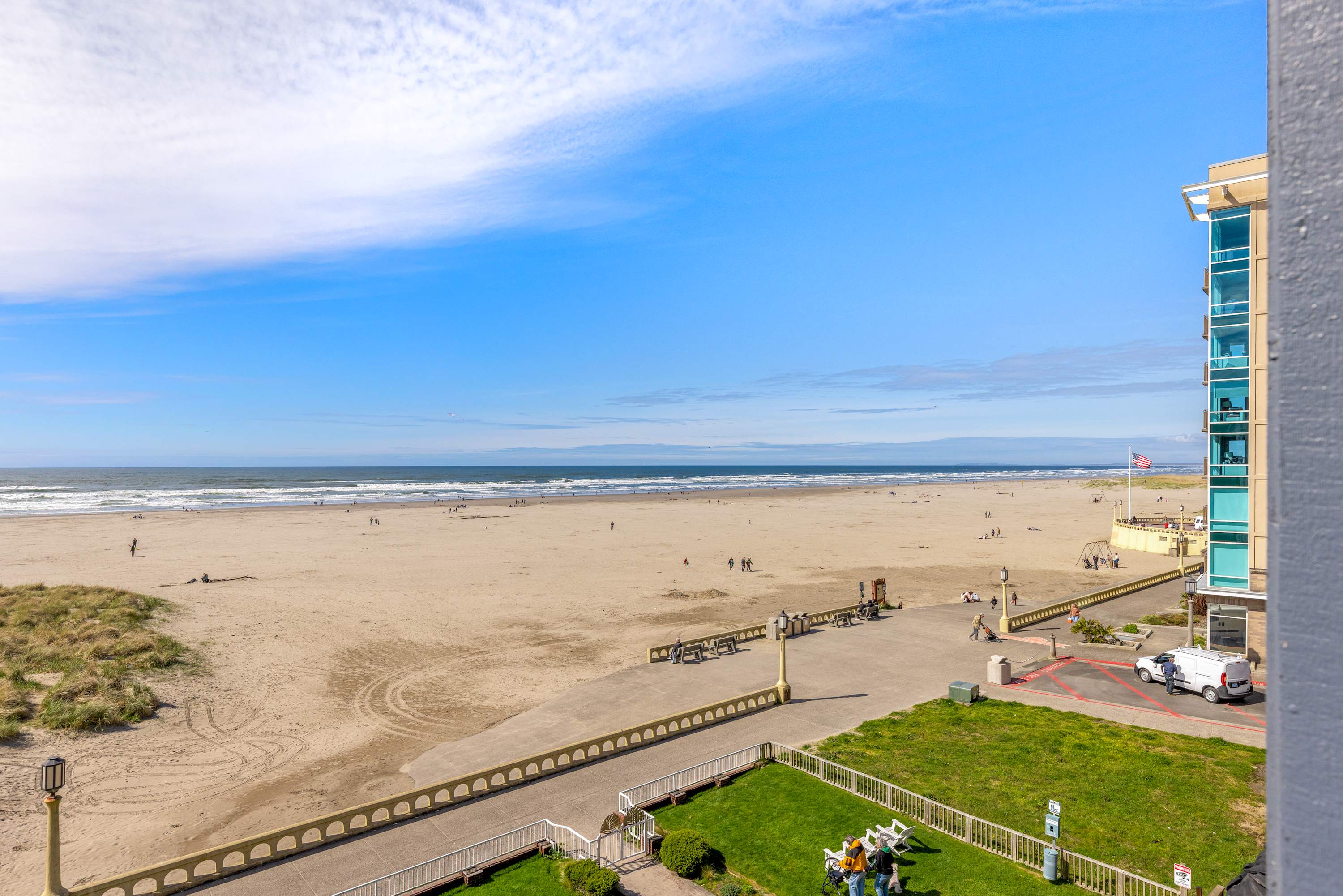 Enjoy panoramic coastal views with direct access to the beach and nearby walking paths.