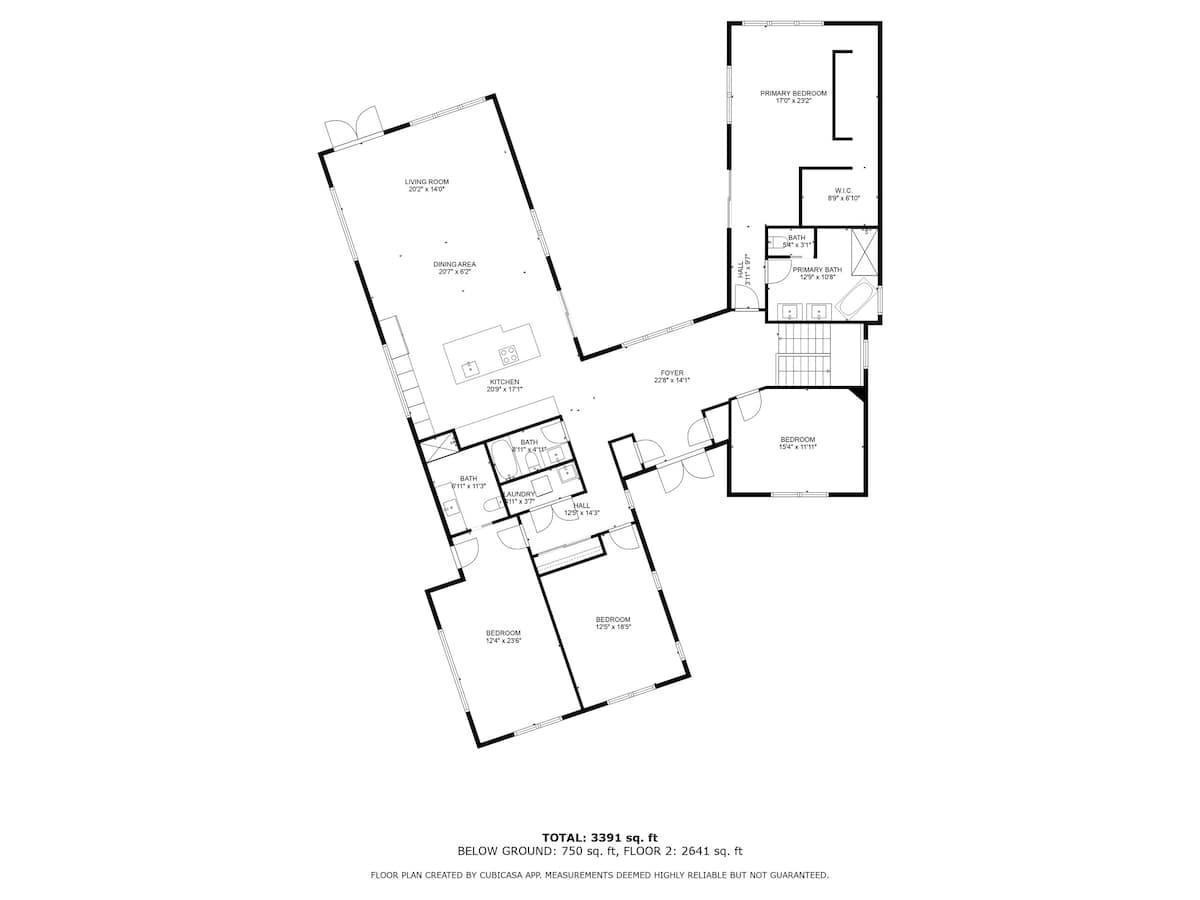 A detailed floor plan illustrating the layout of a two-story house, featuring labeled rooms such as living room, kitchen, multiple bedrooms, and bathrooms, along with total square footage and individual room dimensions.