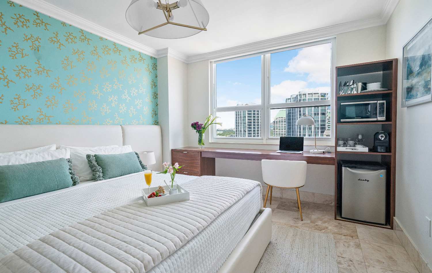 Teal Accent Studio Suite with Panoramic Views