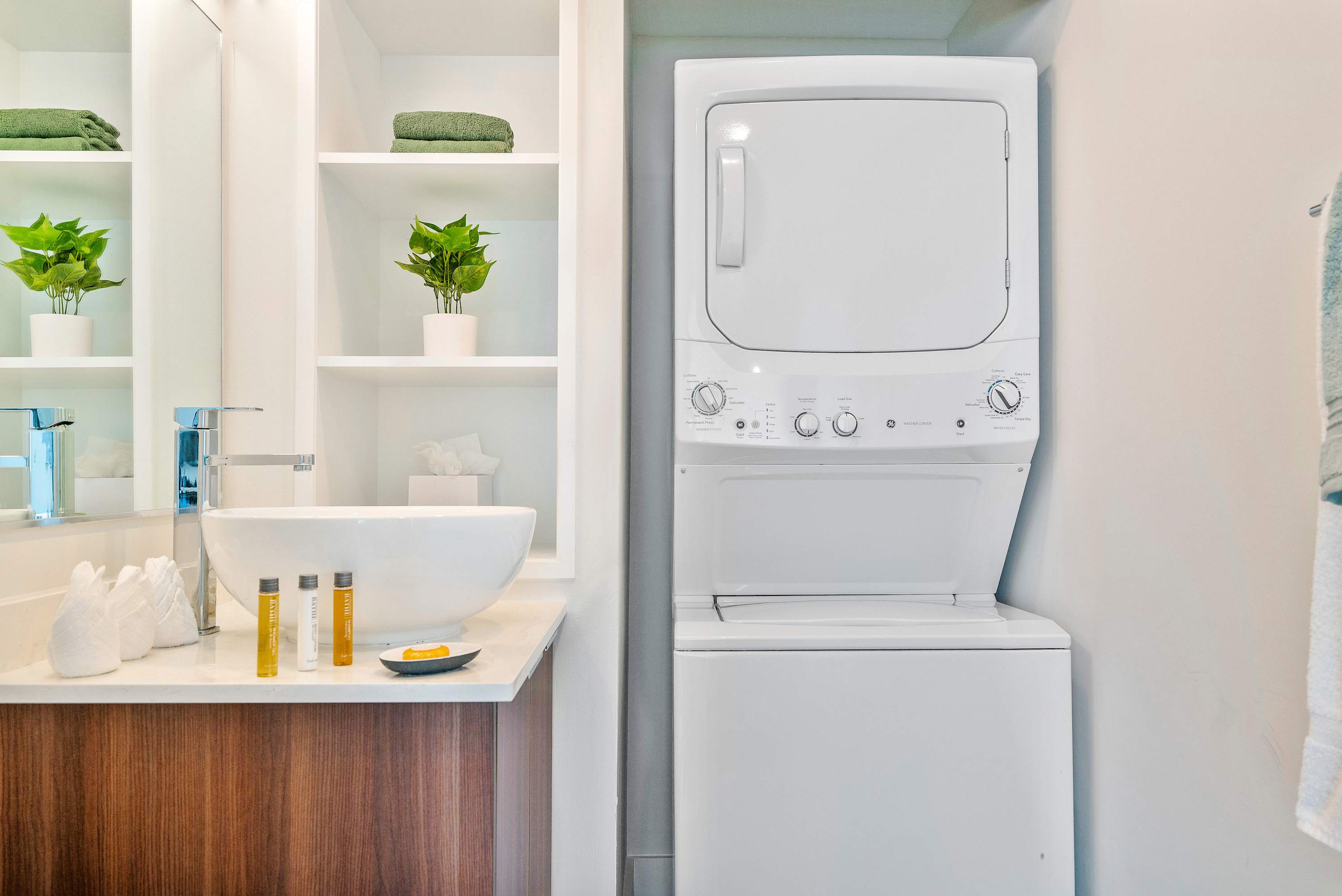 Laundry, Modern Grove Apartment with Stunning Views