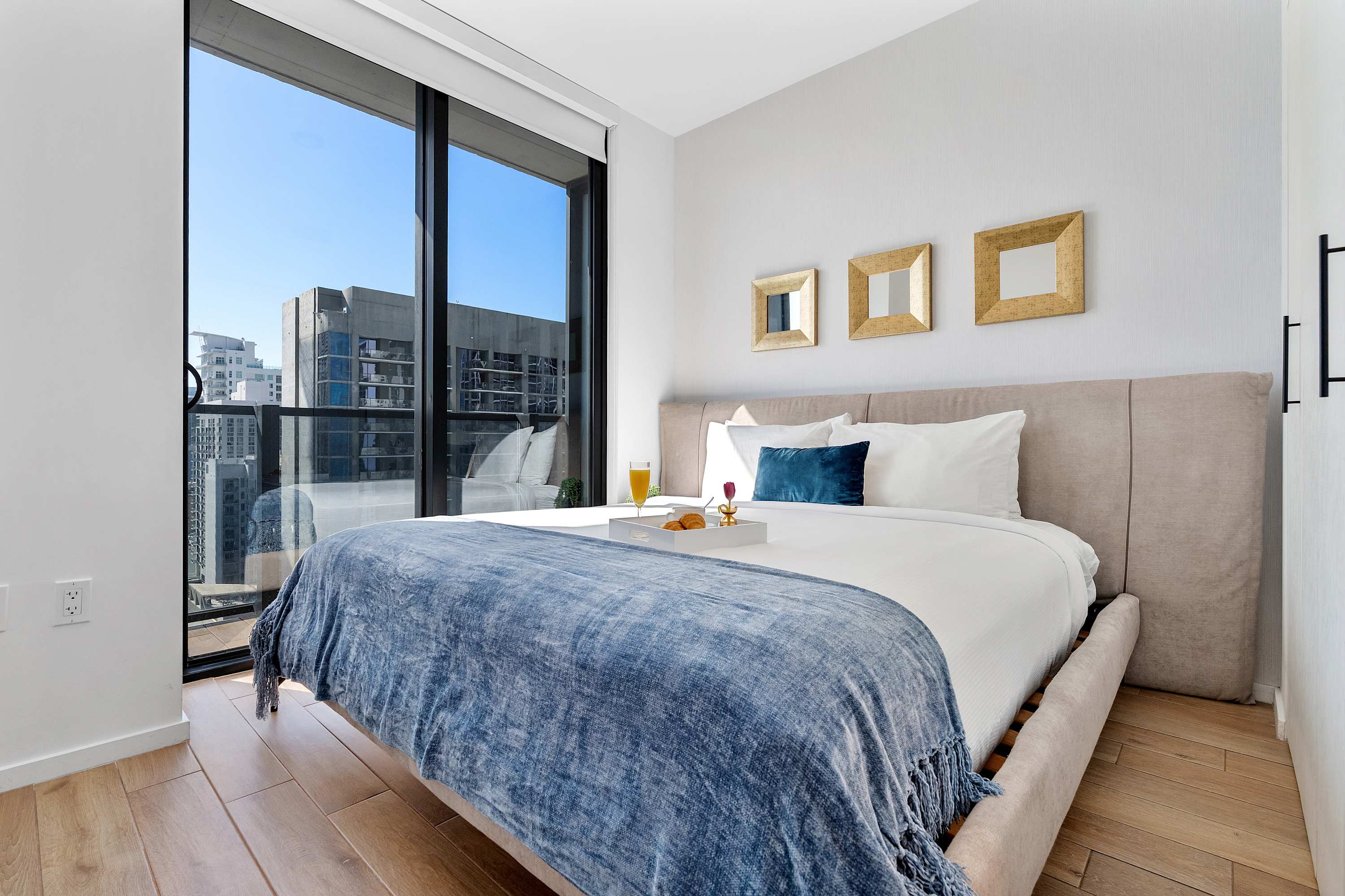Bedroom 1, Expansive Bay Views | Modern 1BR Downtown Apt