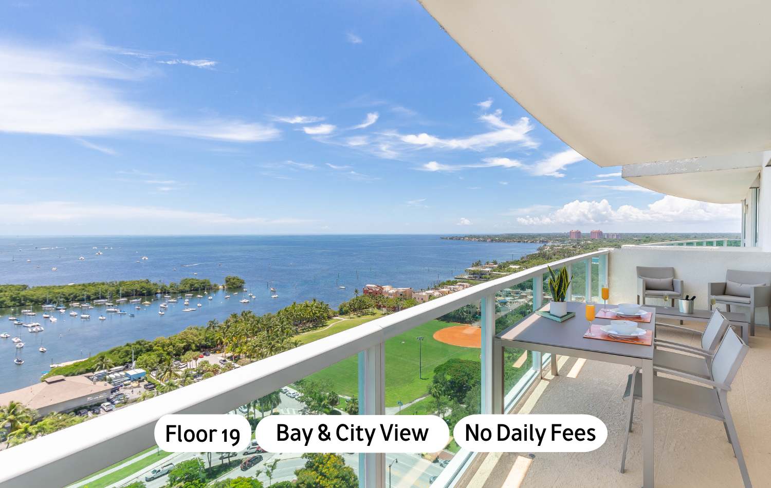 Balcony, High-Floor 2BR Coconut Grove Views & Tranquility